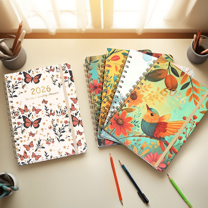 2026 High-Quality Aesthetic Ins-Style Planner English Version Spiral Weekly Diary A5 Notebook - Image 3